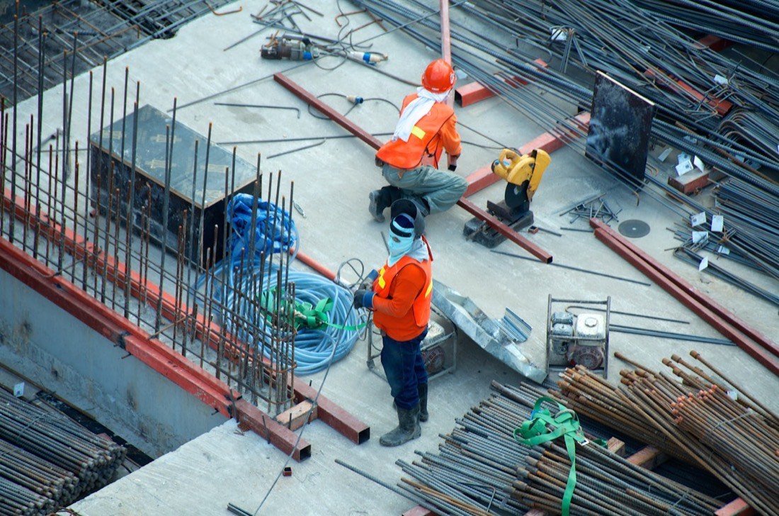 Construction site with active project work